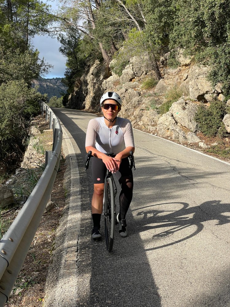 ana tackling one of the many scenic climbs in the Serra de Tramuntana.